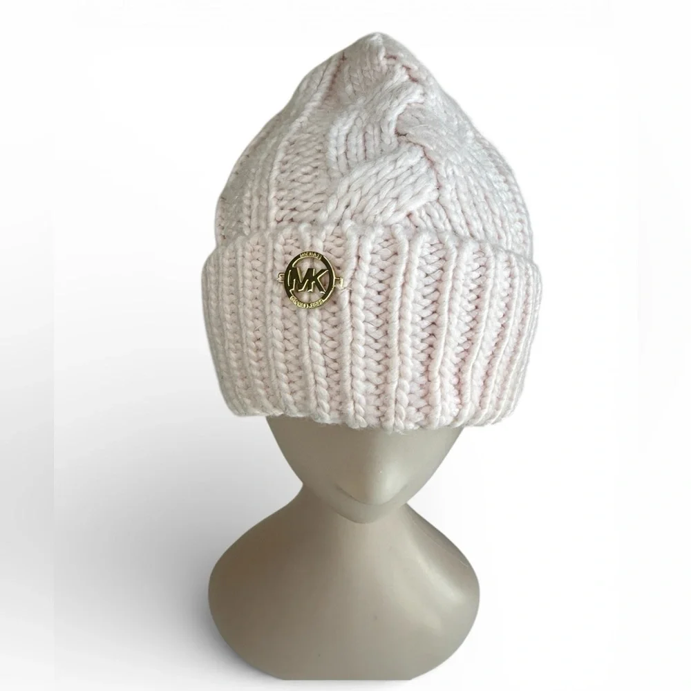 Michael Kors Cable Knit Beanie Hat Light Pink Pastel